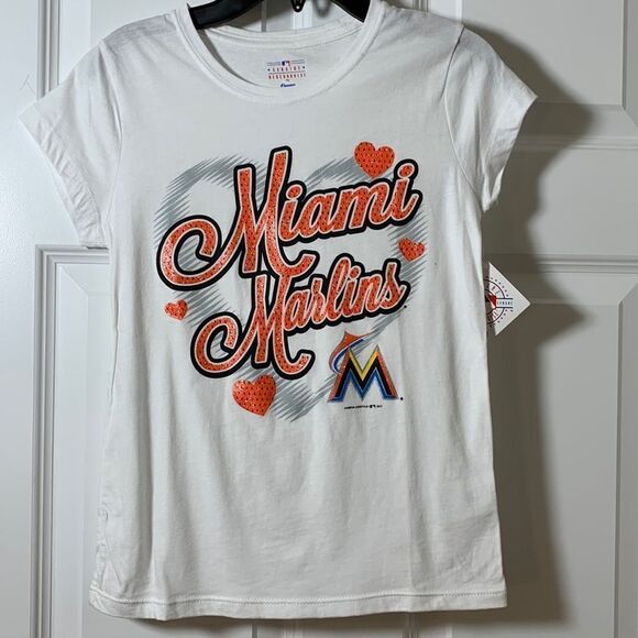 Miami Marlins size 10/12 graphic T-shirt - Picture 1 of 5